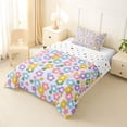 thumbnail image 2 of Homewish Romantic Floral Print Twin Comforter Sets,Rainbow Flowers Blossom Bedding Set,Purple,Polkadot Reversible,2pcs,1 Comforter and 1 Pillowcase, 2 of 7