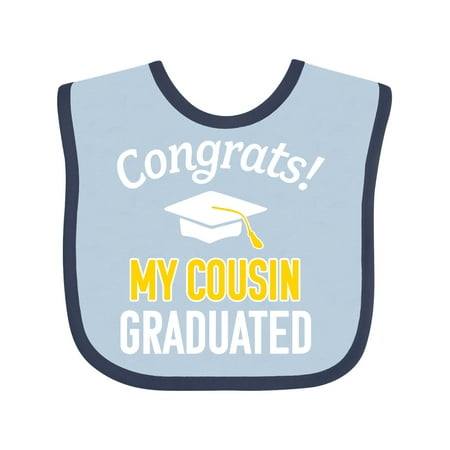 

Inktastic Congrats! My Cousin Graduated with cap Gift Baby Boy or Baby Girl Bib
