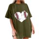 thumbnail image 1 of Tops de manga corta con hombros caídos informales de verano para mujer, camisetas divertidas con cuello redondo y estampado de béisbol OAVQHLG3B Store  lin121212, 1 of 5