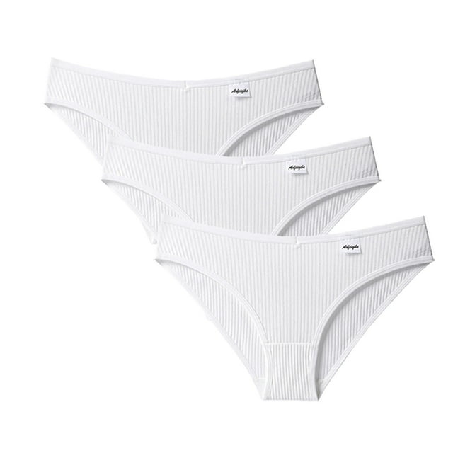 Pxiakgy sous-Vêtements pour Femmes Culottes 3 Pcs Bikini Strings Culottes Blanches + TG