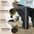 thumbnail image 4 of COBIZI 10x15ft Hardtop Gazebo, Polycarbonate Double Roof Aluminum Gazebo, Outdoor Waterproof Canopy Gazebo with Netting and Curtains for Backyard, Deck, Patio,Black, 4 of 11