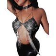 thumbnail image 4 of TRKIYQC Mujeres Casual Tank Tops, Color sólido Sin Mangas Sin Espalda Rhinestones Borla Halter Crop Tops con Gargantilla TRKIYQC moda, 4 of 7
