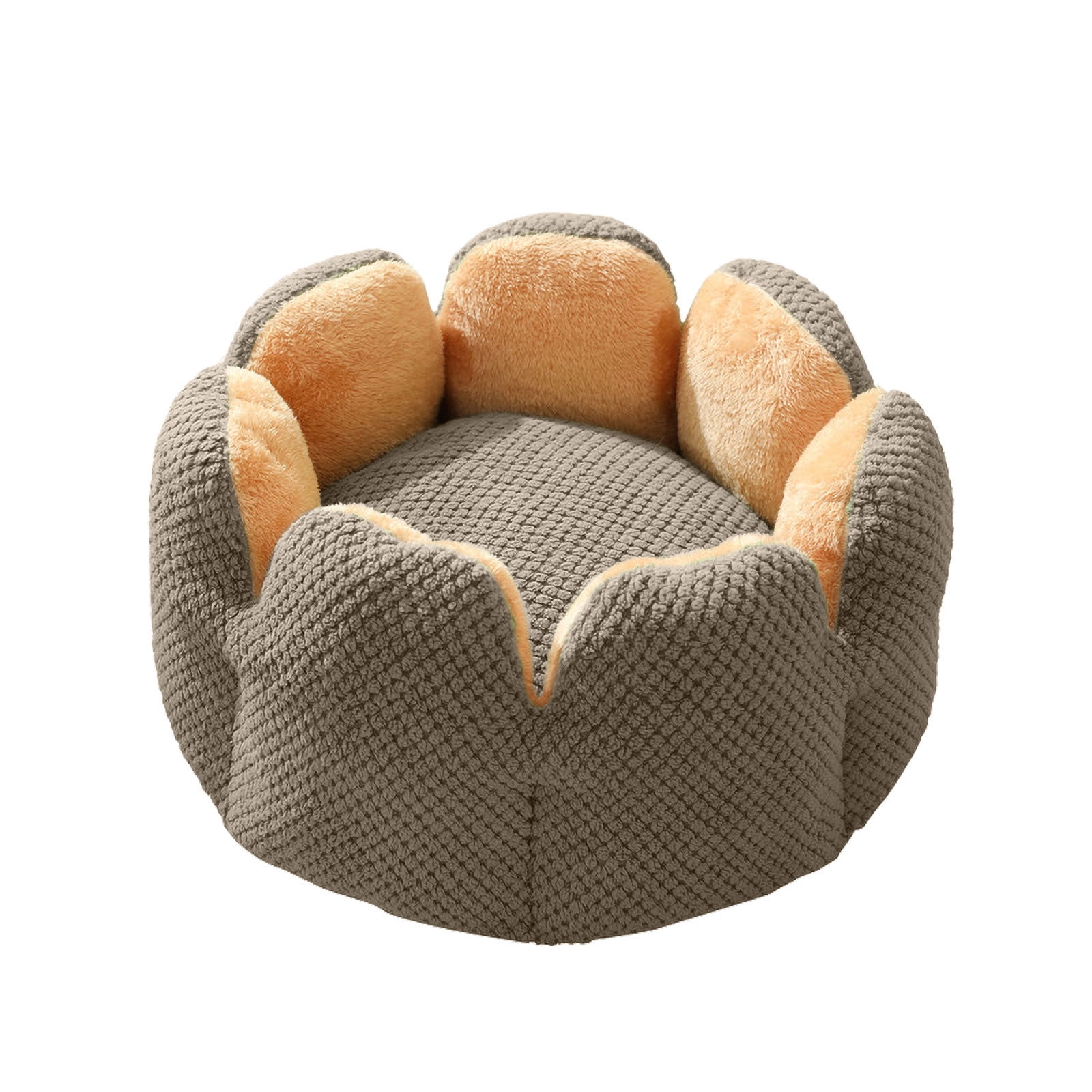 Uaswgudfs Cactus Petal Modeled Pet Bed, Winter Thickened Warm Cat Bed, Soft Sleeping Kennel Pad (Grey/Beige, Large)