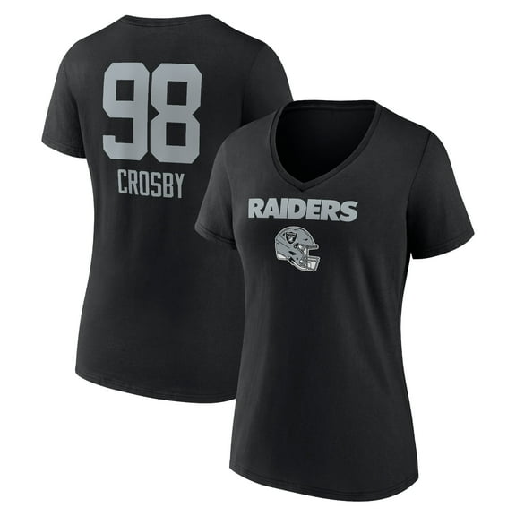 Women's Maxx Crosby Black Las Vegas Raiders Team Wordmark Player Name & Number V-Neck T-Shirt
