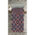 thumbnail image 3 of Ambesonne Nordic Quilted Bedspread Set 2 Pcs, Tartan Geometric Floral, Twin Size, Ruby Dark Blue Coconut, 3 of 3