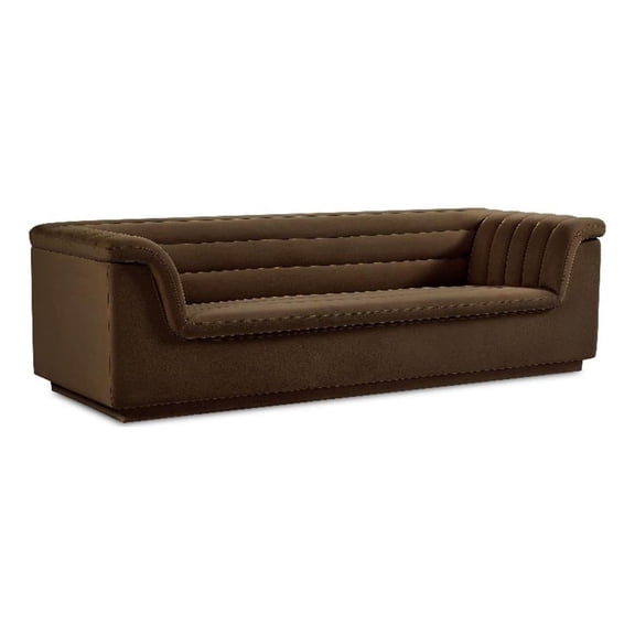 Meridian Furniture Cascade Brown Velvet Fabric Sofa