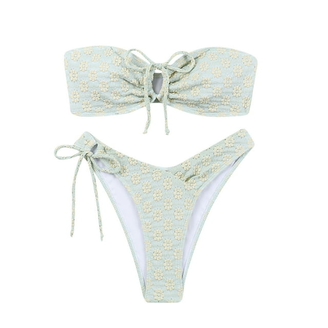 Trajes de Baño de Bikini de Mujer sin Mangas Impresión Push Up Set Acolchado, Trajes de Baño de Bikini de Moda Y Sexy para Mujeres