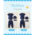 thumbnail image 2 of KIMI BEAR Newborn Baby Boys Layette Gift Set 6-9 Months Summer Outfits 4 Packs Short Sleeves Romper Top + Pants + Hats + Gloves 16pcs Blue, 2 of 7