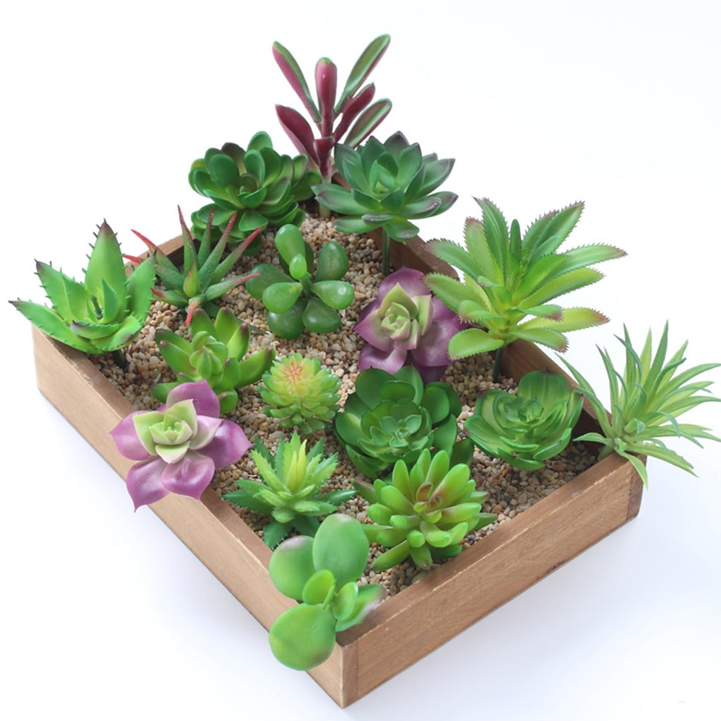 Artificial Succulents Fake Plants Garden Home Office Decoration Mixed 12pcs//set