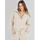 thumbnail image 4 of Conjunto de chándal de 2 piezas para mujer, otoño de 2023, sudadera holgada con media cremallera y pantalón de chándal de pierna ancha, conjunto de chándal para estar en casa., 4 of 5