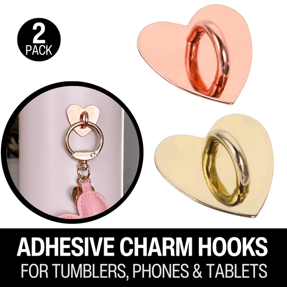 Biddlebee Tumbler Charm Hooks Drinkware Accessories, Metallic (2 Pack)