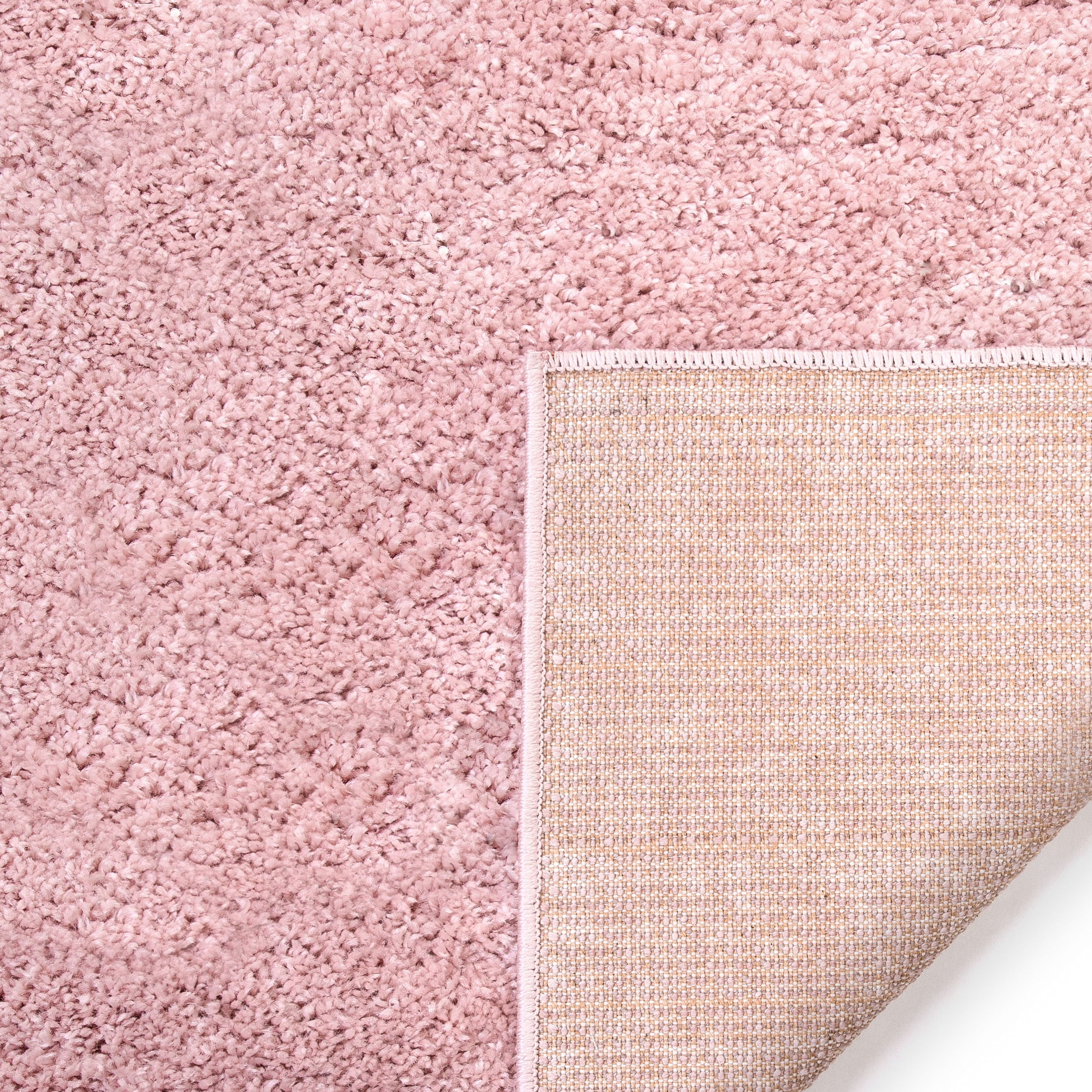 Well Woven Madison Shag Piper Pink Ethnic Modern Shag Solid Plain 3'11" x 5'3" Area Rug