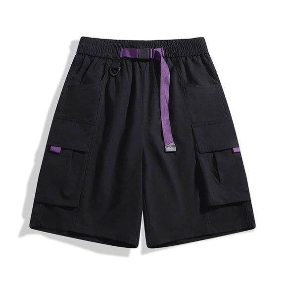 Aimik Techwear Cargo Shorts for Men Belted Waist Flap Pockets Mens Outdoor Shorts Summer Functional Shorts for Hiking or Travel