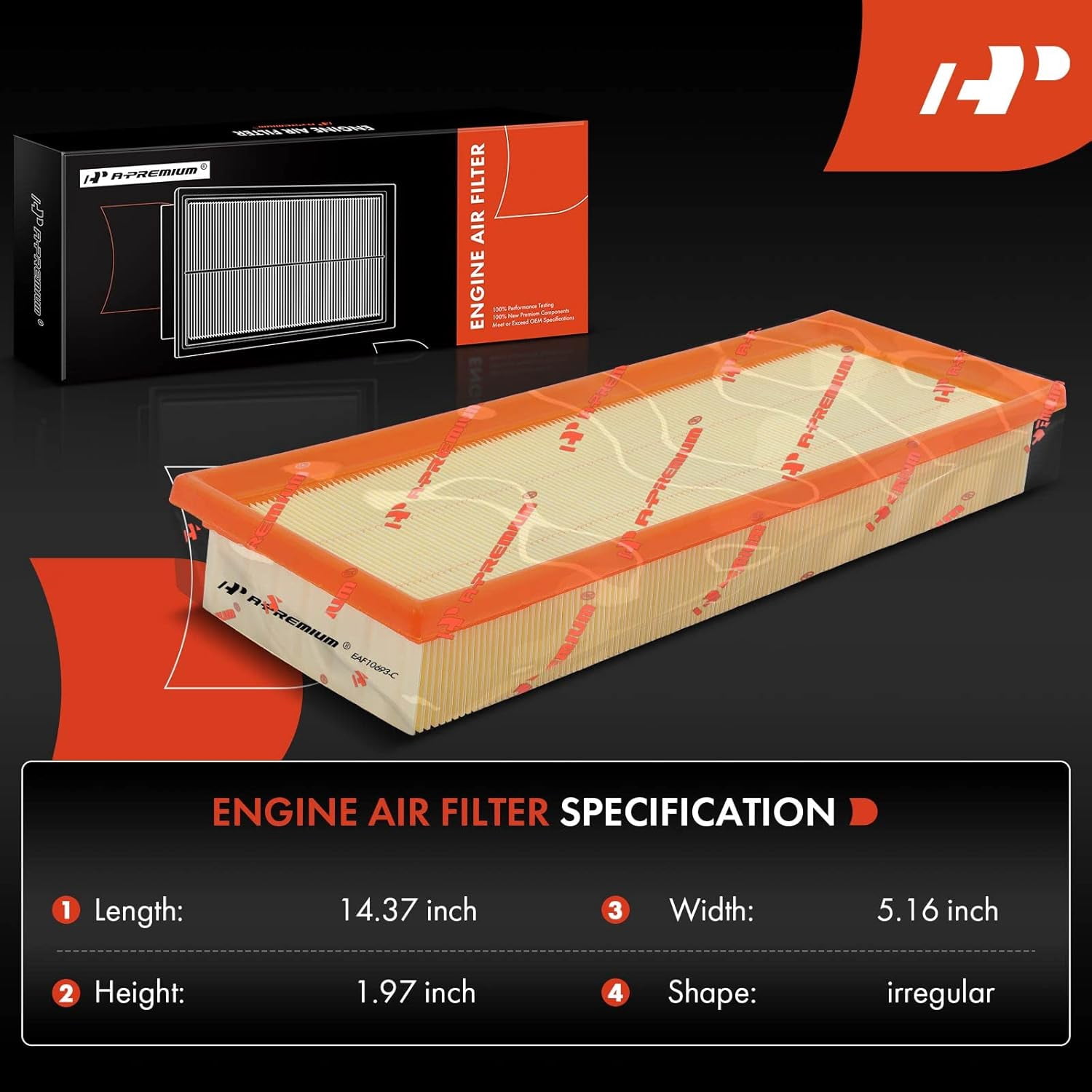 A-Premium 2-PC Engine Air Filter Compatible with Mini Cooper, Cooper Countryman, Cooper Paceman, 2007-2016, L4 1.6L, Replace# 13717561235