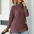 thumbnail image 4 of Lenpel Women's Long Sleeve Tunic Tops Turtleneck Side Split Soft Casual Pullover Tops Fall Fashion Sweatshirts, 4 of 7
