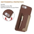 thumbnail image 5 of Allytechgroup 2-in-1 Magnetic Wallet Case for Apple iPhone 8 Plus/7 Plus, Detachable Card Holder with Zipper Pocket RFID Blocking Kickstand PU Leather Protective Flip Cover with 6 Slots, Brown, 5 of 6