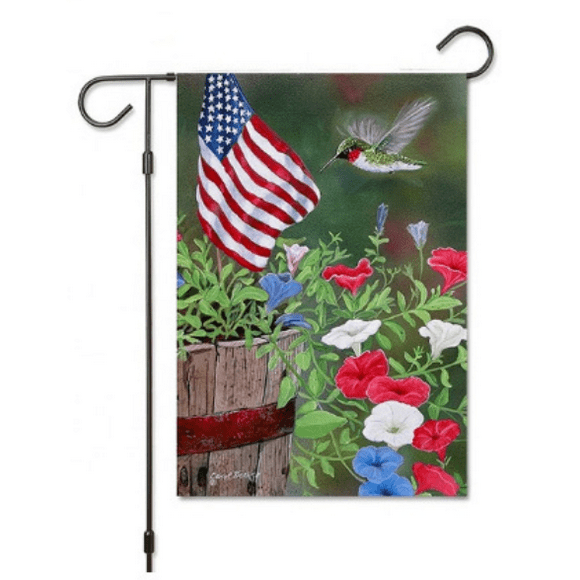 Welcome Spring Summer Flowers Bird Butterfly Burlap Garden Flag Double Sided Vertical Outside Outdoor Yard Decoration, 12.5 x 18.5 Inch