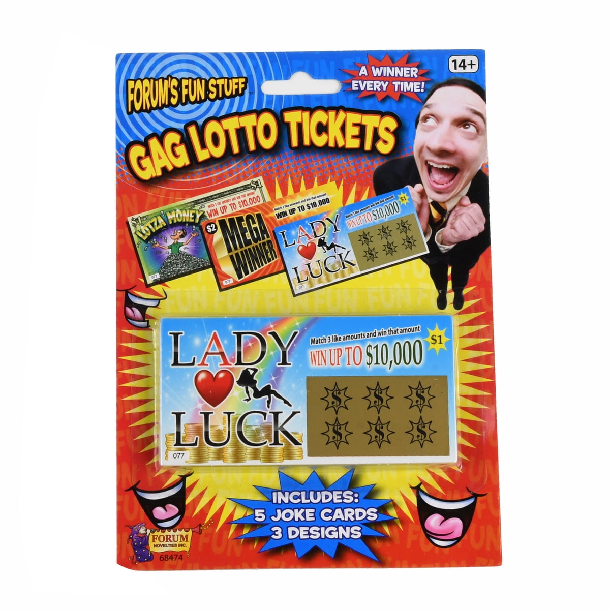 4 Joke Lotto Tickets Winning Scratch Card Fake Lottery Party Toy Fun Prank Trick