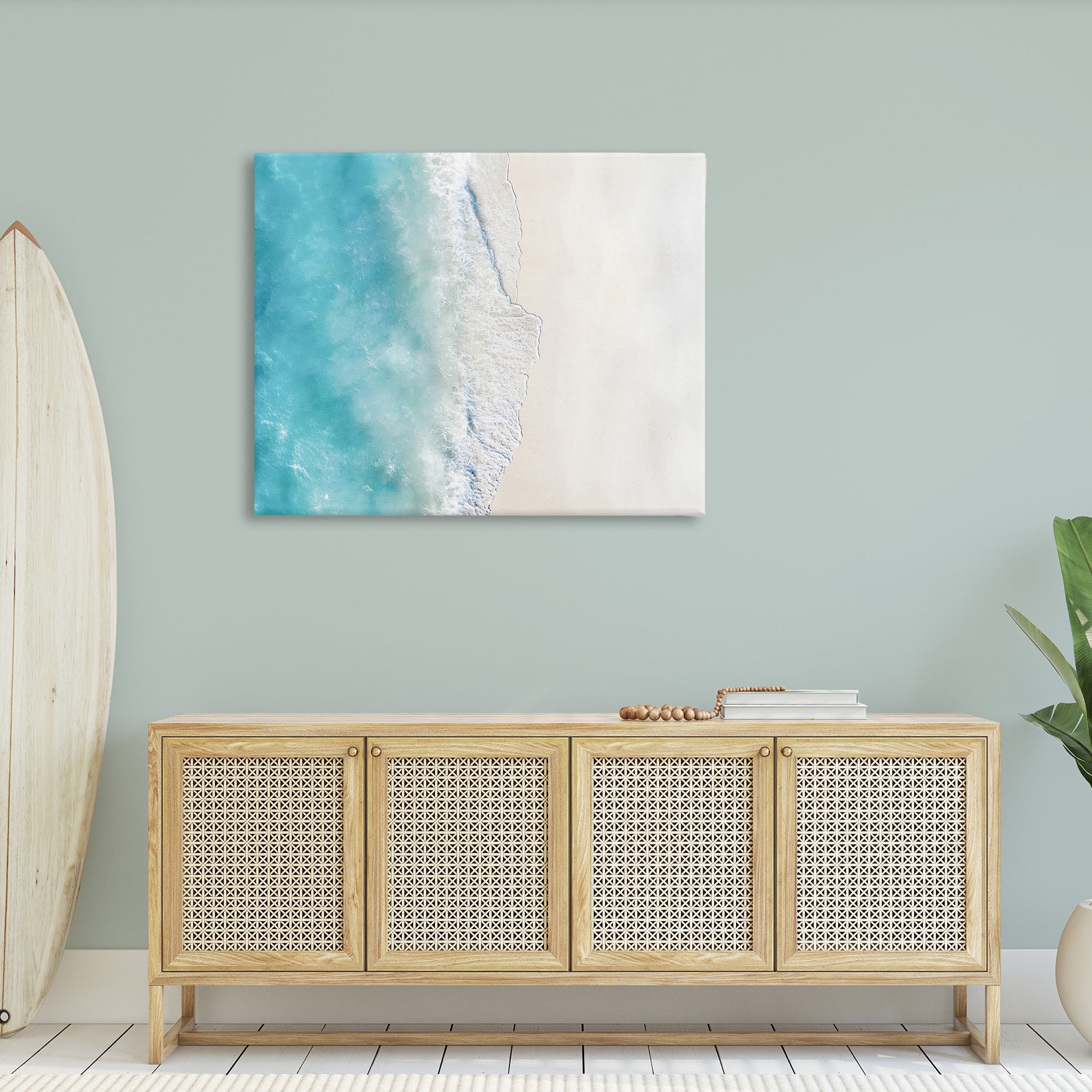 Stupell Industries Vivid Beach Aerial View Landscape Photography Gallery Wrapped Canvas Art Print Wall Art, 48 x 36