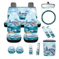 thumbnail image 2 of XYZCANDO Turtle Ocean Style Design Car Seat Cover Steering Wheel Cover Car Trash Can Seat Belt Cover Keychain Lipstick Cover Center Mirror Cover Coasters Auto Interior Protector Personalized, 2 of 5