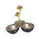 thumbnail image 2 of Cuencos decorativos en racimo, 3 en 1, cuencos de acero inoxidable para aperitivos, decorativos y conectados Mango de ginkgo dorado, 2 of 6