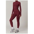 thumbnail image 2 of Top-kevin 2 Piece Seamless Ribbed Workout Sets With Zip Up Jacket High Waisted Gym Yoga Leggings, 2 of 6