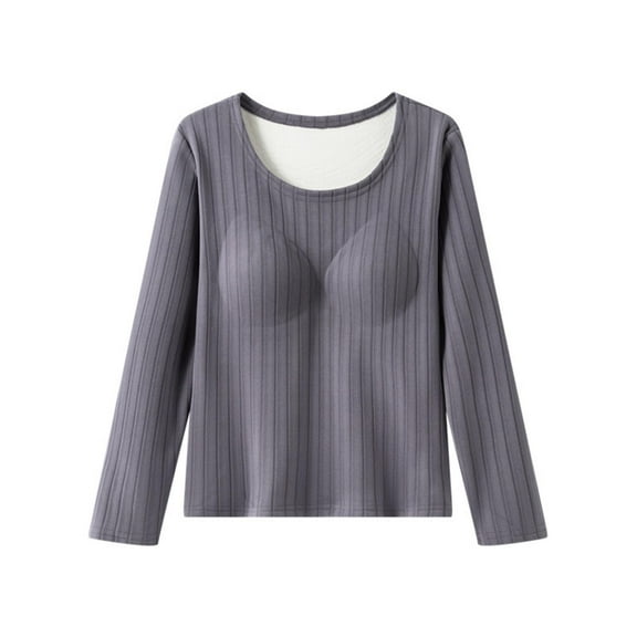 Tumotour Thermal Underwear Top Women Long Sleeve Thermal Pullover Tops Crew Neck Lightweight Fleece Lined Warm Blouse Undershirt for Women