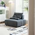 thumbnail image 2 of Modular Sectional Single Sofa with Removable Back, 35D High Density Sponge Leather Sofa Couch, 2 of 8