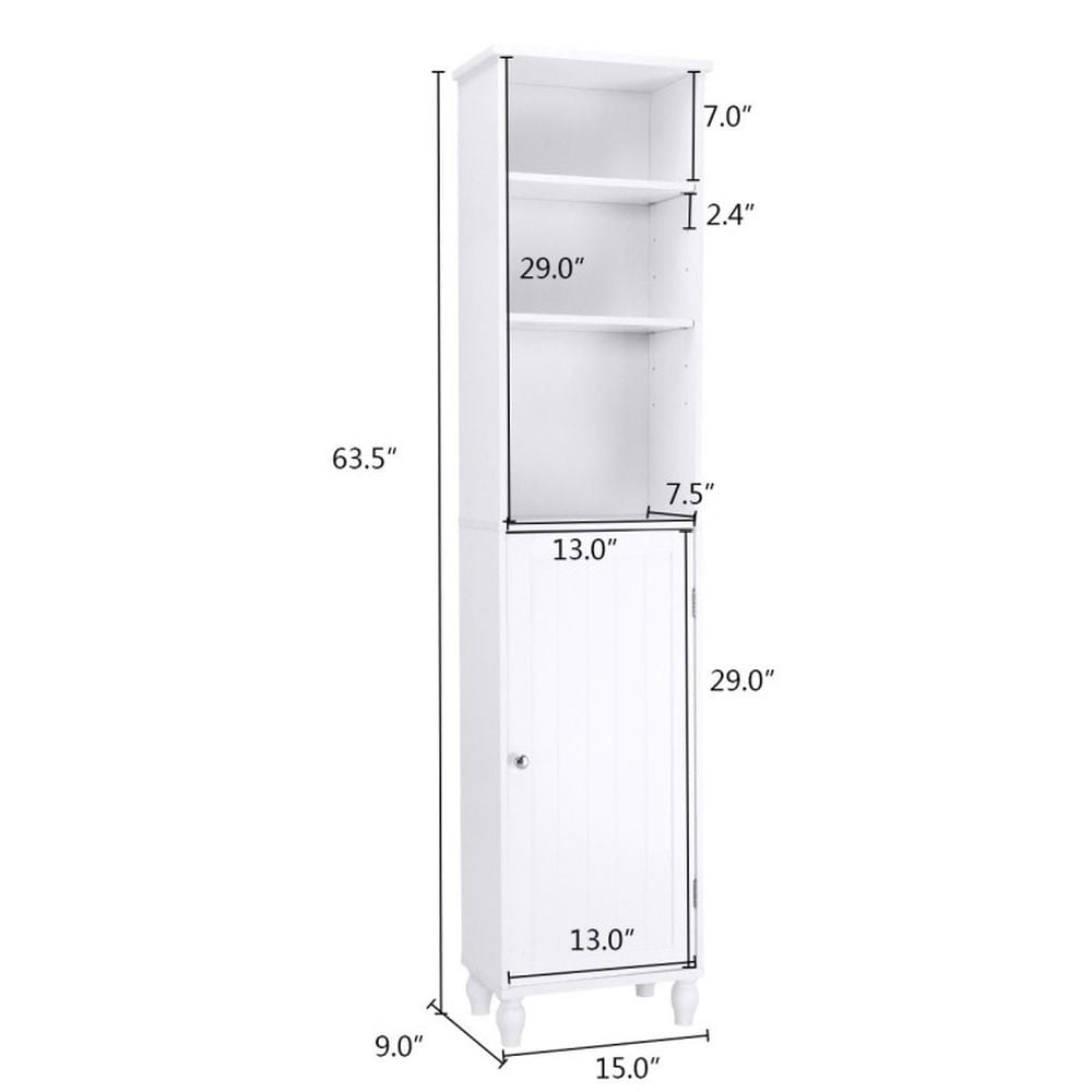 Finihen Bathroom Storage Cabinet, Bathroom Floor Cabinet, Bathroom Tower Storage Shelving Display Cabinet, for Bathroom, Living Room, Bedroom, Kitchen, White