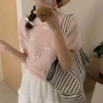 thumbnail image 2 of BUYISI Basic,Simple Womens Sweet Bow Sweater Casual Short sleeves Top Pink, 2 of 9