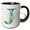 Black/White, variant on 3drose, Elegant Green Monogram Initial J with Eucalyptus Leaves, 11oz Two-tone Black Mug