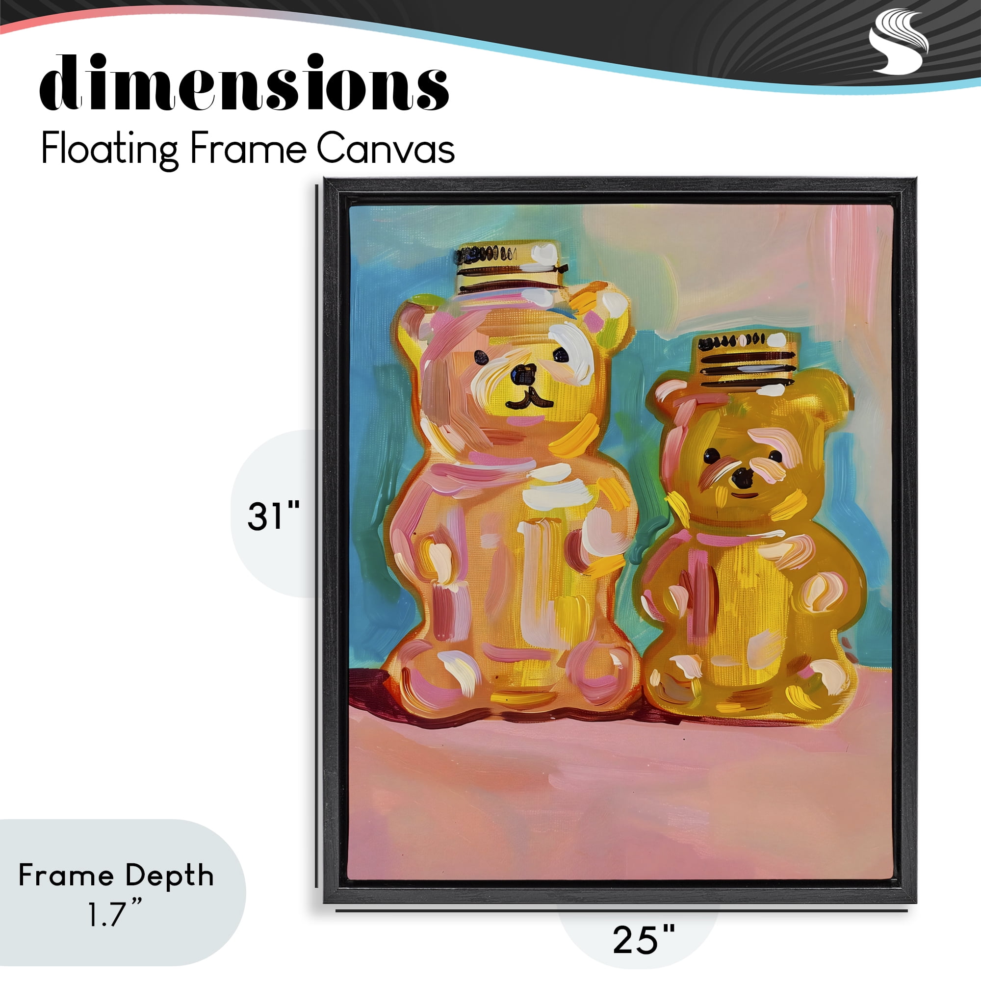 Stupell Industries Joyful Honey Bears Duo Black Framed Floater Canvas Wall Art, design by The Prints Vibe