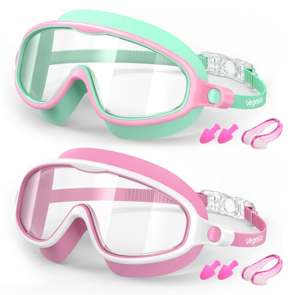 Gafas de natación VeGovia Kids con protección UV antivaho, paquete de 2