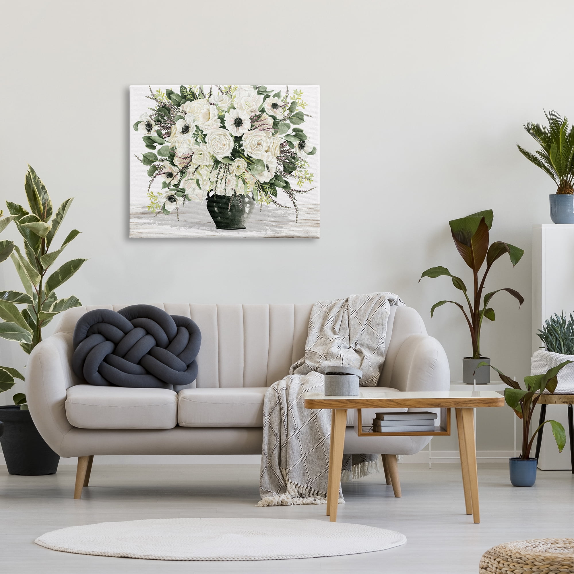 Stupell Industries White Blooming Blossoms Botanical & Floral Painting Gallery Wrapped Canvas Art Print Wall Art, 40 x 30