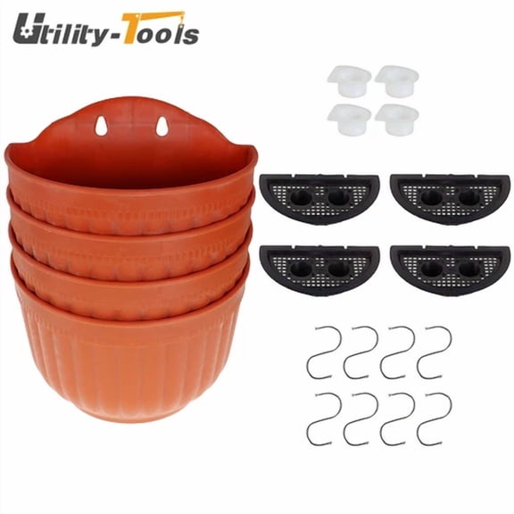 PURELY- 8.1'' Plastic Wall Hanging Flower Pots Garden Balcony Basket Plant Planter 4Pack