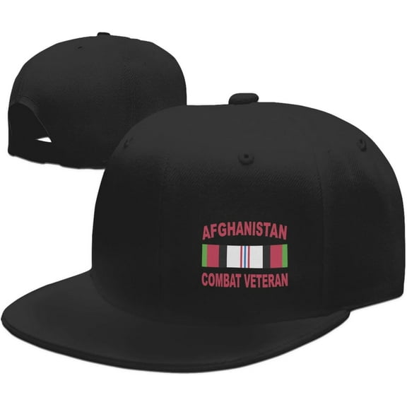 Afghanistan Combat Veteran Hats for Men and Women Flat Bill Baseball Cap Adult Adjustable Trucker Black
