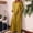 Yellow, variant on Lilgiuy Trendy Women Summer Casual Full Sleeve Round Neck Solid Linen Long Sleeve Long Dress for Dating