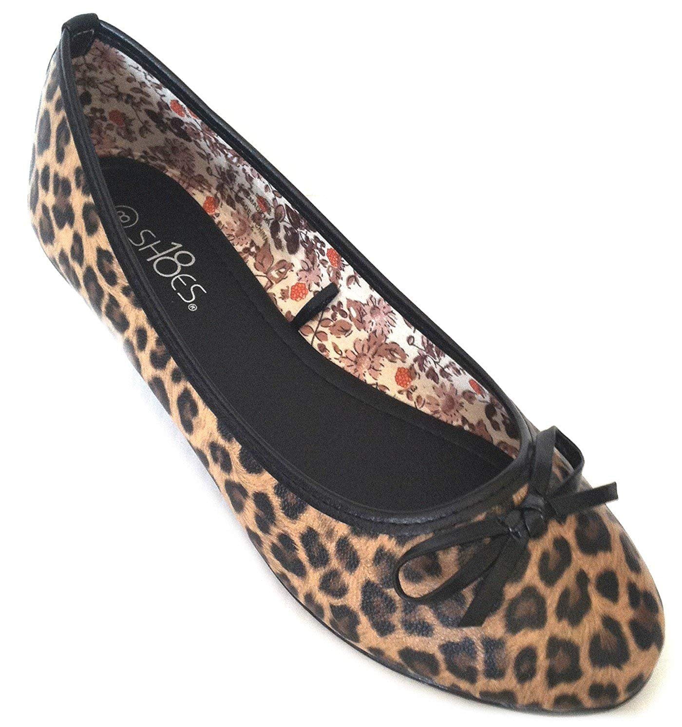 New Womens Ballerina Ballet Flats Shoes Leopard & Solids (11 