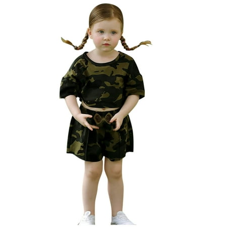 

Girl Outfits Toddler Kids Baby Girls Tie-Dye Leopard Tops T-Shirt Shorts Outfits Cute Outfits For Girls(Size:5-6 Years)