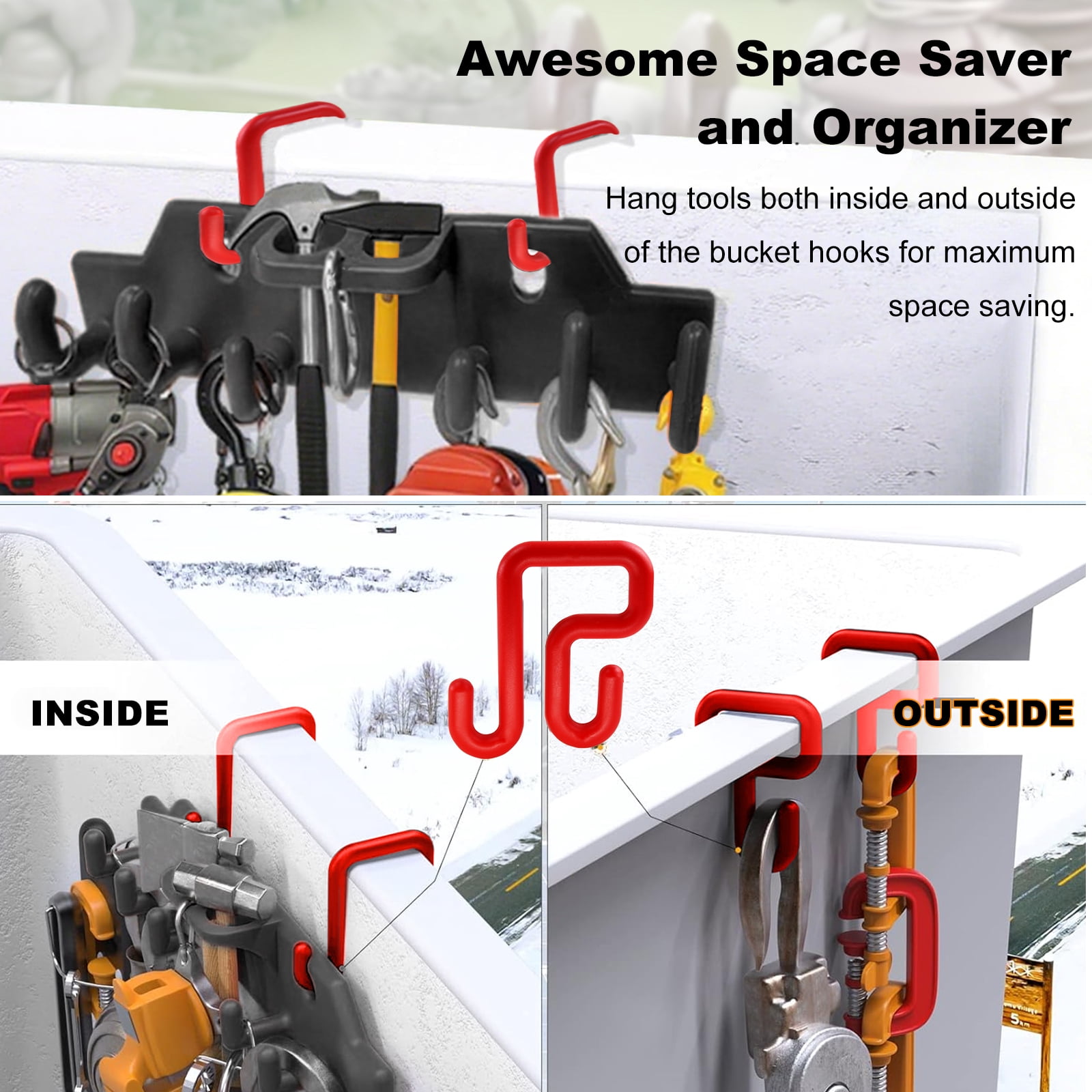 RULLINE Lineman Tool Board Bucket Truck Tool Organizer for Bucket Hooks and Lineman Bucket Accessories Including 2PCS 2” and 2PCS 3” Aerial Bucket Hooks