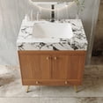 thumbnail image 5 of 30" Waterproof Wood Bathroom Organizer, Space-Saving Freestanding Cabinet with Marble Top, Retro Bathroom Vanity with Ceramic Sink for Bathroom, Gold,Walnut,White, 5 of 9
