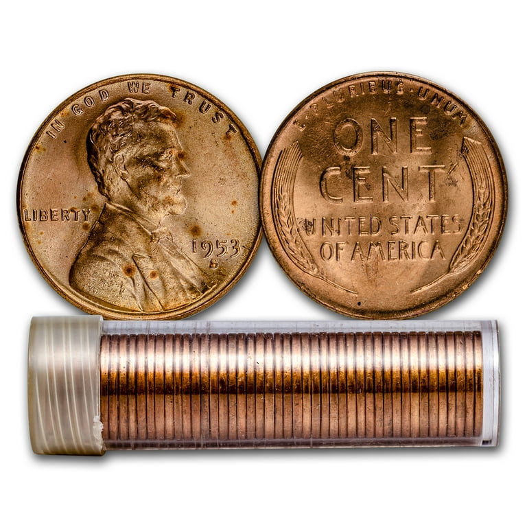 1953-S Lincoln Cent 50-Coin Roll BU - Walmart.com