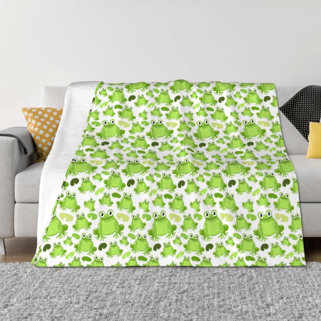 Balery Cute Frogs Manta de Franela con Dibujo, Lujo Ultra Suave y Cálido, Antipelusa y Resistente a las Arrugas para Cama, Sofá, Camping -60"x50"