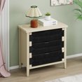 thumbnail image 2 of Lisonu 3-Drawer Accent Cabinet with Hand-Woven Seaweed Doors, Modern Sideboard Buffet with Pinewood Frame for Living Room, Entryway, Natural, 2 of 23