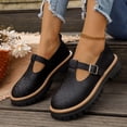 thumbnail image 4 of IEMIEMIEM Women's Mary Janes Shoes Leopard Print Faux Leather Oxford Flats Chunky Low Heels Platform Sewing Retro Classics Round Toe Ankle Strap 5.5 wide, 4 of 5