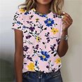 thumbnail image 2 of Pisexur Hauts pour Femmes Blouses Décontractées Mode Été Imprimé Manches Courtes Col Rond, Multicolore, 5TG, 2 of 4