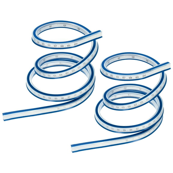 Uxcell 40 Inch 100cm Flexible Curve Ruler Can Be Bent for Drawing Sewing Engineering, 2 Pcs, Blue