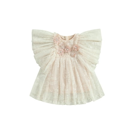 

Qtinghua Newborn Baby Girl Romper Dress Lace Floral Ruffle One Piece Tutu Bodysuit Skirts with Headband Summer Clothes