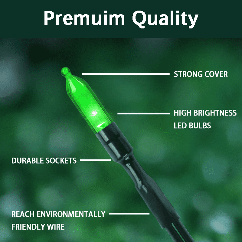 3 Pack 50 LED Outdoor Christmas Lights, 16 FT Mini String Light with 9 Modes & 6 Hour Timer, Waterproof Battery Operated for Indoor Outdoor Patio Garden Party Tree Valentine's Day Decoration, green
