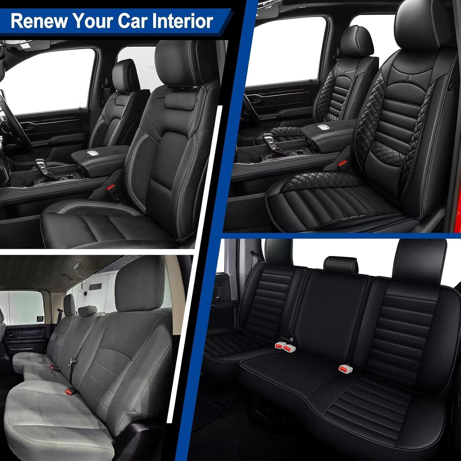 DIKSOAKR Seat Covers Fit for 2015-2024 2025 Chevrolet Chevy Colorado Crew Cab Z71 LT ZR2 Custom Leather Truck Seat Covers